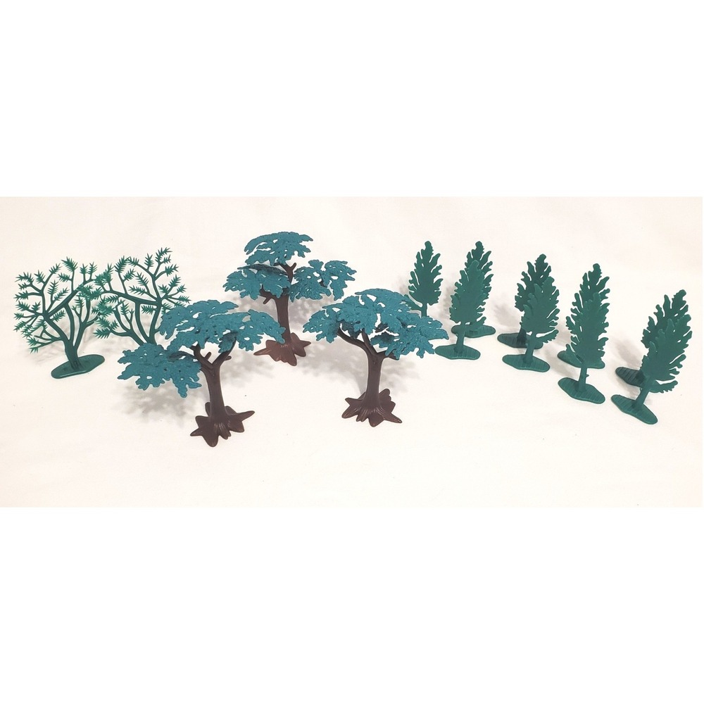 Set of 9 plastic trees Playset Landscape Farm Jungle Assorted Types